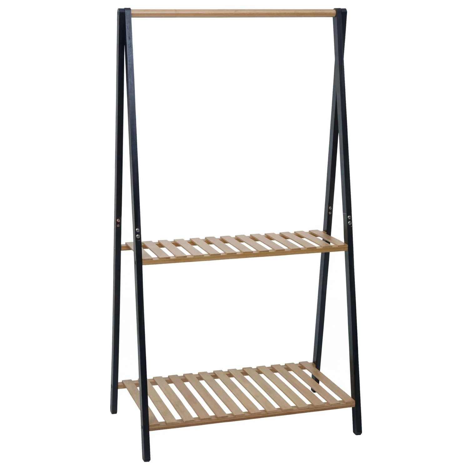 MCW Bambus Pflanzenregal Q32 Stange 2 Ablagen 130x70x44cm Natur-Schwarz  kaufen bei OBI