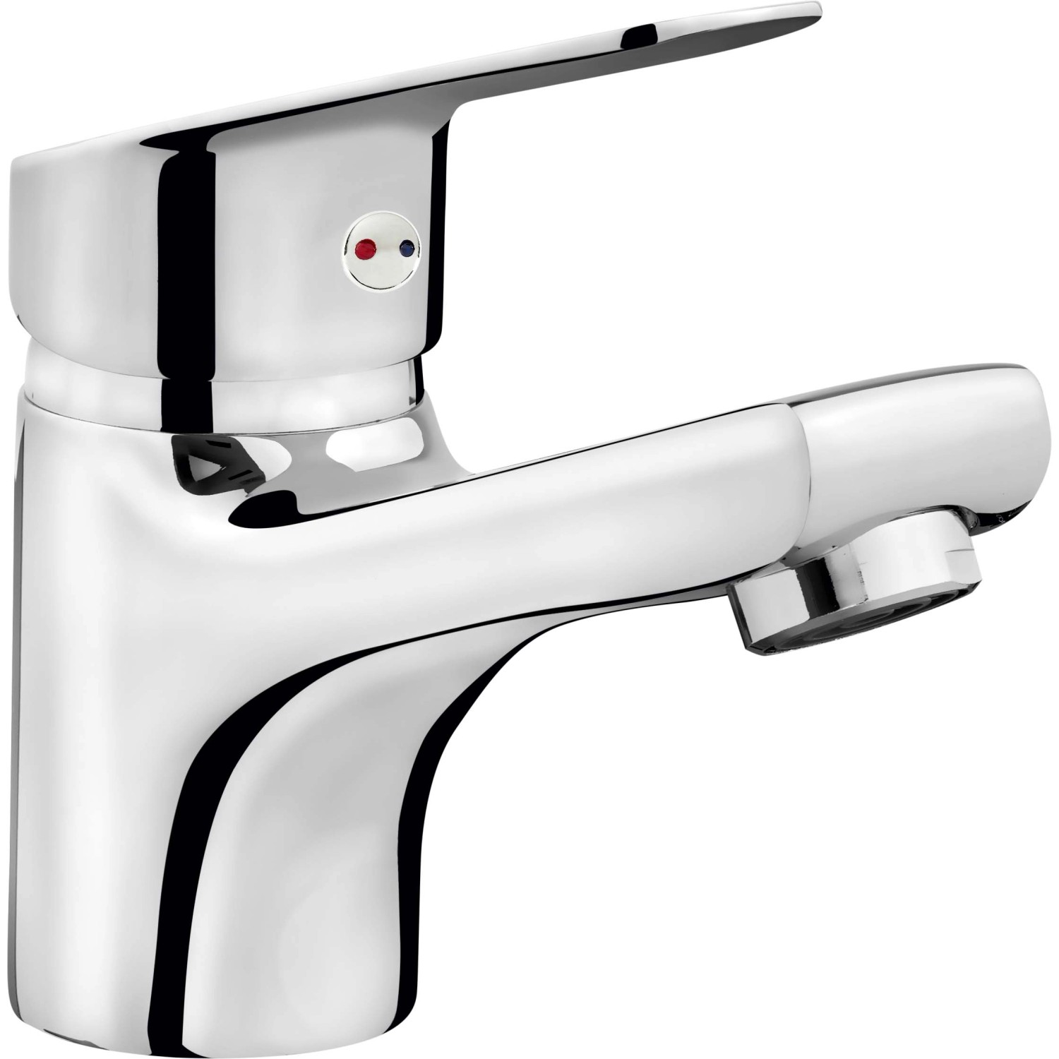 Einhebel-Waschtischarmatur Chieti, verchromt, mit leicht geneigtem Auslauf für Waschbecken.