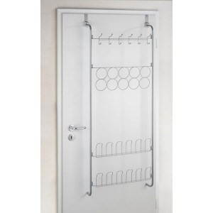 Wenko Tür-Organizer aus Metall mit Haken und Ablagen zur Montage an der Tür.