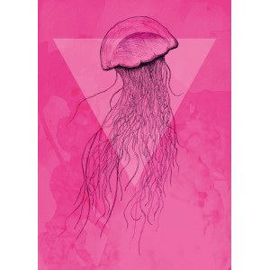Wandbild: Pinke Qualle (50x70 cm). Deko-Bild für Wohnräume.