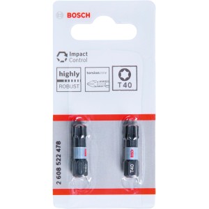 Bosch Insert Bits T40 Impact Control, 2 Stück. Bits für hohe Drehmomente und Dauereinsatz.