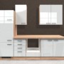Flex-Well Küchenzeile Valero, 270 cm, Weiß Hochglanz, ohne E-Geräte. Einbauküche mit Holzoptik Arbeitsplatte.