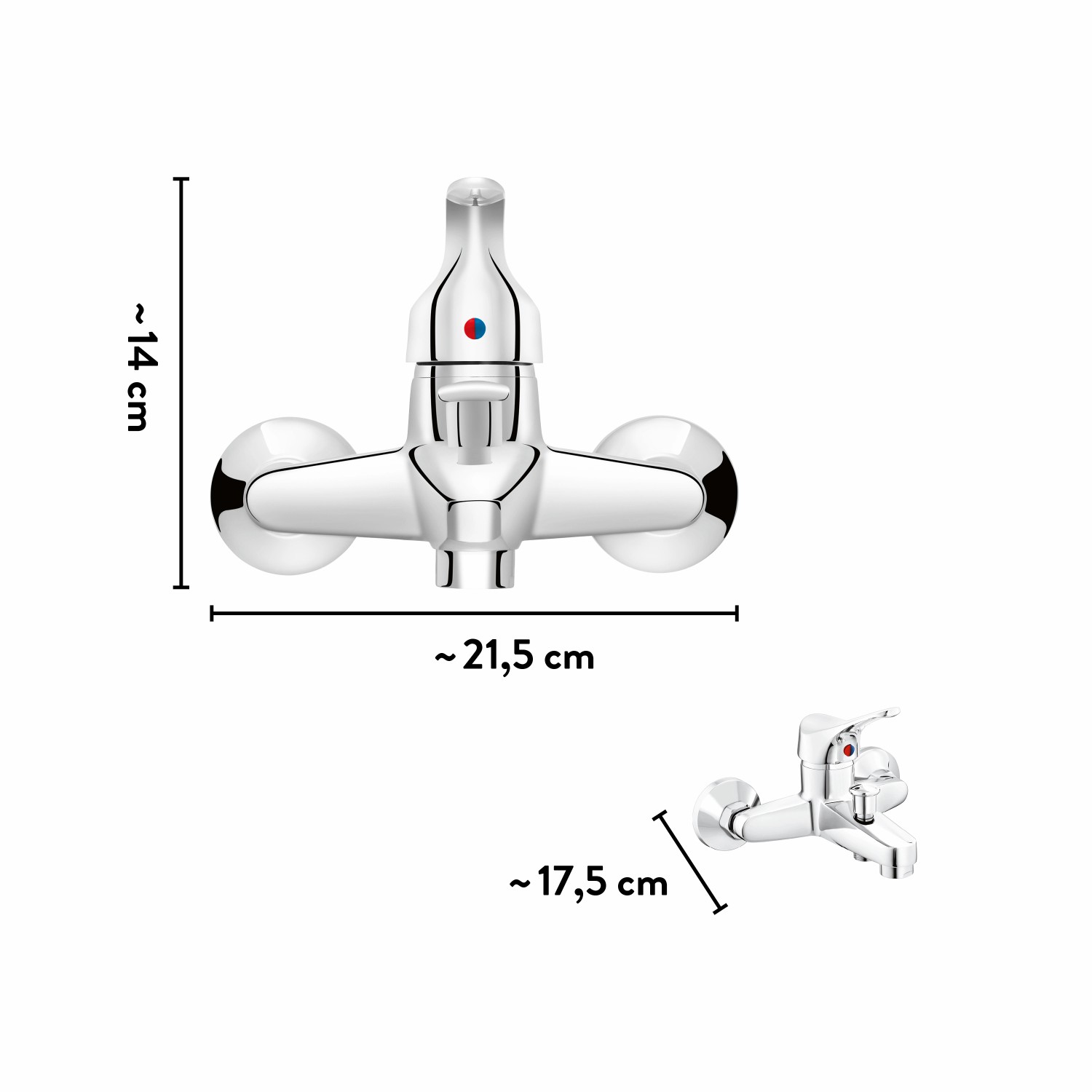 baliv Wannenarmatur WA-5170 Chrom, Aufputz-Wannenarmatur mit Einhebelmischer und Umsteller.