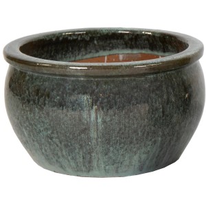 M Collections Pflanztopf Glazed Bavaria, 36 cm, Moosgrün. Keramiktopf mit Glasur für Garten und Balkon.