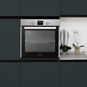 Respekta Herdset Diman + Aaron: Einbaubackofen in Edelstahloptik mit Glaskeramikkochfeld.