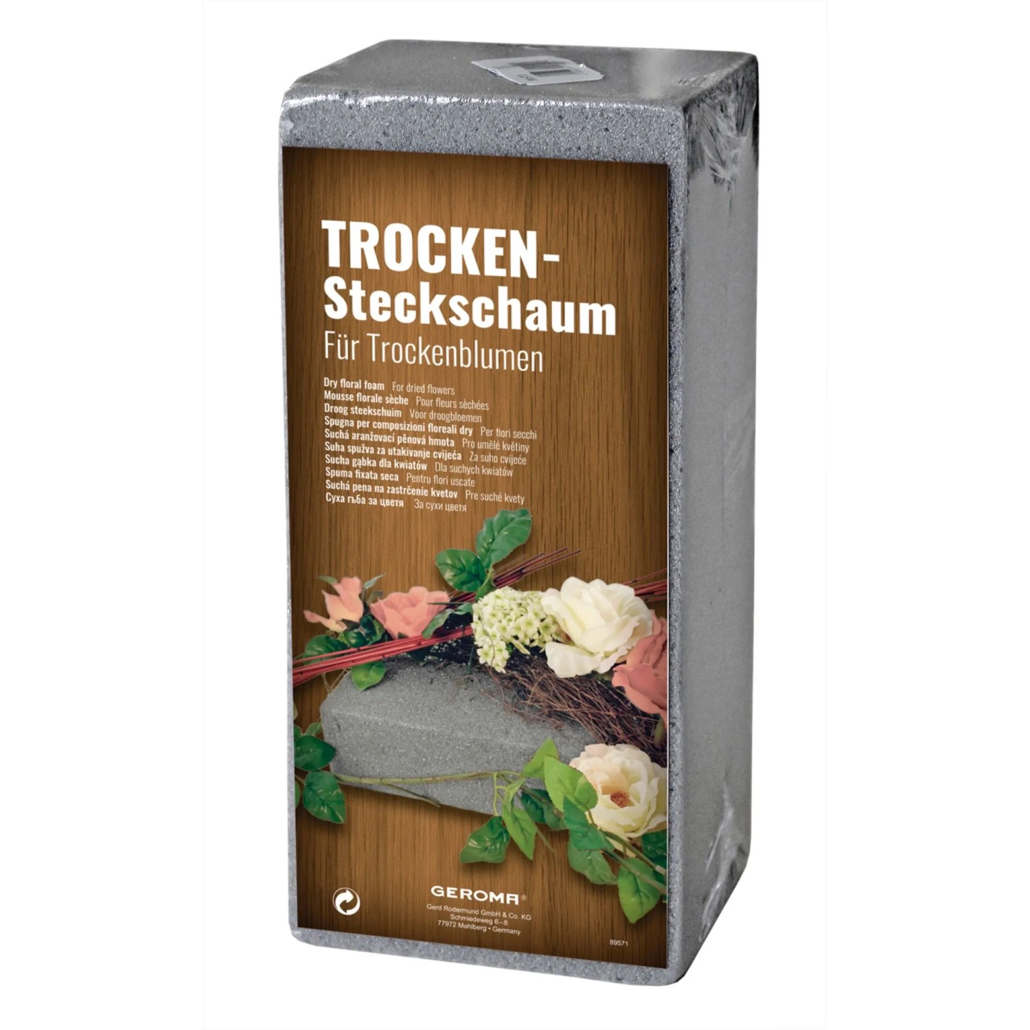 Steckschaum Trockenziegel 23 cm x 11 cm x 7,5 cm Grau