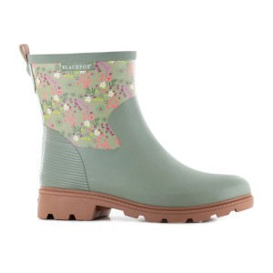 Grüne Blackfox Stiefelette Adelia Gr. 36 mit Blumenmuster, ideal für die Gartenarbeit.