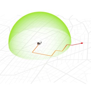 Worx Landroid Diebstahlsicherung Modul mit Geofence auf einer Karte dargestellt.