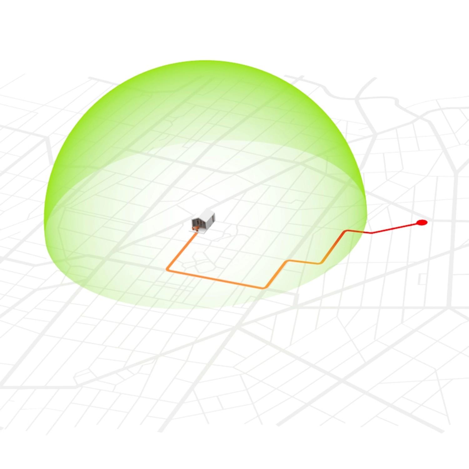 Worx Landroid Diebstahlsicherung Modul mit Geofence auf einer Karte dargestellt.