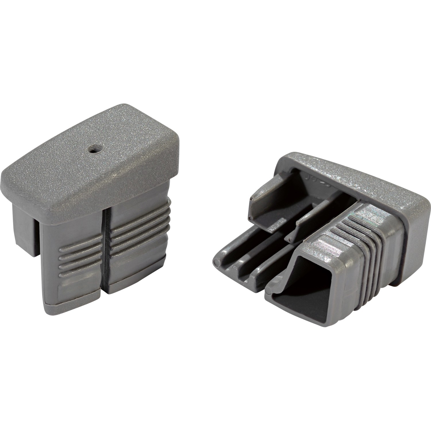 Fußkappen für Bonlee Stapelstuhl, 4er-Set, aus grauem Kunststoff.