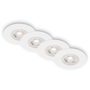 Vierer-Set: Dimmbare, weiße Brilo LED-Einbauleuchten Kulana, 4,9 W, für Innen- und Badbereich.