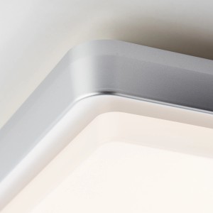 Eckige LED-Außenwandleuchte Devora in Silber, 28x28 cm, warmweißes Licht.