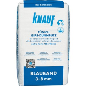 Sack Knauf Blauband Gips-Dünnputz, 25 kg, für Wand und Decke im Innenbereich.