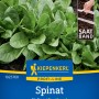 Kiepenkerl Spinat Helios F1 Saatband: Dunkelgrüne Spinatpflanze und Saatband auf der Verpackung.