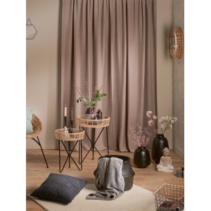 Grauer Vorhang im Zen-Stil (2er-Set, 2,45x1,40m) als Fensterdeko im Wohnraum.