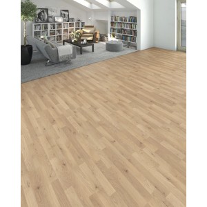 Living by Haro Laminat Steineiche, 7mm stark, verlegt in modernem Wohnraum.