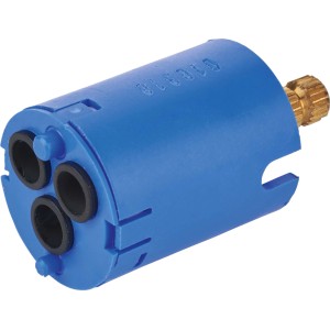 Ersatz-Keramikkartusche Ø 28 mm für Küchenarmatur, blaues Kunststoffgehäuse mit Messingstift.