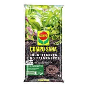 Compo Sana Grünpflanzen- und Palmenerde, 5 l, torffrei. Spezialerde für gesunde Pflanzen.