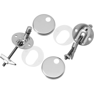 WC-Sitz Scharnier-Set in Chromoptik aus Edelstahl zur Befestigung von Toilettensitzen.