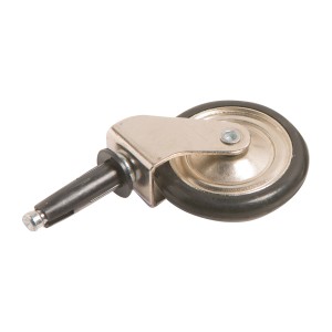 Teewagenrolle Ø 50mm mit Stift, 8kg Traglast, Stahlblechgehäuse und Kunststofflaufring.