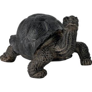 Schwarze Gartenfigur Schildkröte, 13,5 cm, aus Polyresin für Garten und Terrasse.