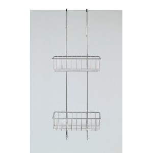 Wenko Badregal Aldo mit 2 Etagen aus Edelstahl zum Einhängen, mit Haken.