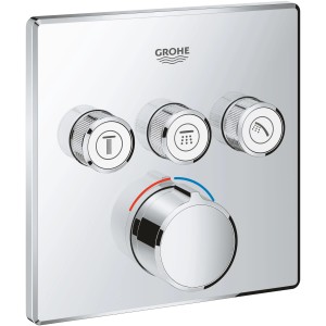 Grohe Unterputzmischer SmartControl mit 3 Absperrventilen Chrom eckig