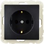 Schwarze E2 Elektro Unterputz-Steckdose, 1-fach, für den Innenbereich.