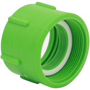 Grüner IBC Adapter von Grob- auf Feingewinde, 2 Zoll, für Regentonnen.