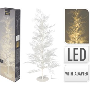 Weißer Tannenbaum mit 34 warmweißen LEDs, 60 cm hoch, für die Weihnachtsdeko im Innenbereich.
