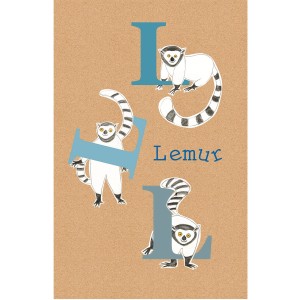 Komar Wandbild ABC Animal mit Lemuren und Buchstaben, 50x70 cm. Dekoratives Bild fürs Kinderzimmer.