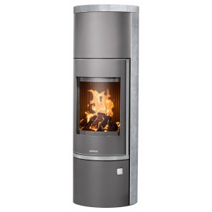 Justus Kaminofen Faro W+ 2.0 Stahl mit Speckstein-Verkleidung Grau 7 kW EEK: A+