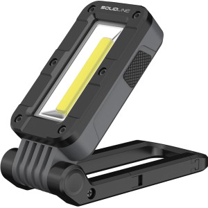 Solidline Arbeitsleuchte SAL1R LED, robuste Werkstattlampe mit Akku und Halterung.