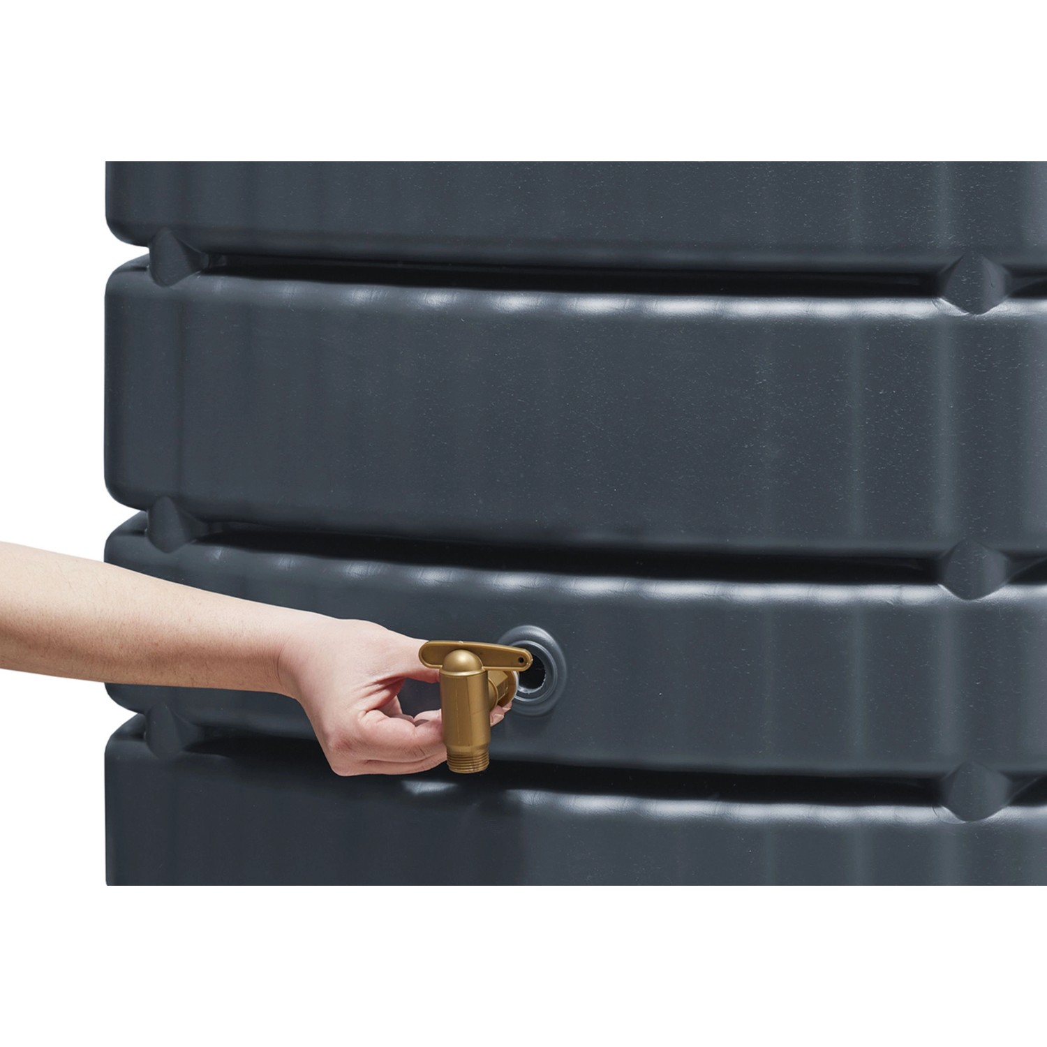 4rain Slim Regenwassertank Graphitgrau mit Auslaufhahn in Bedienung.