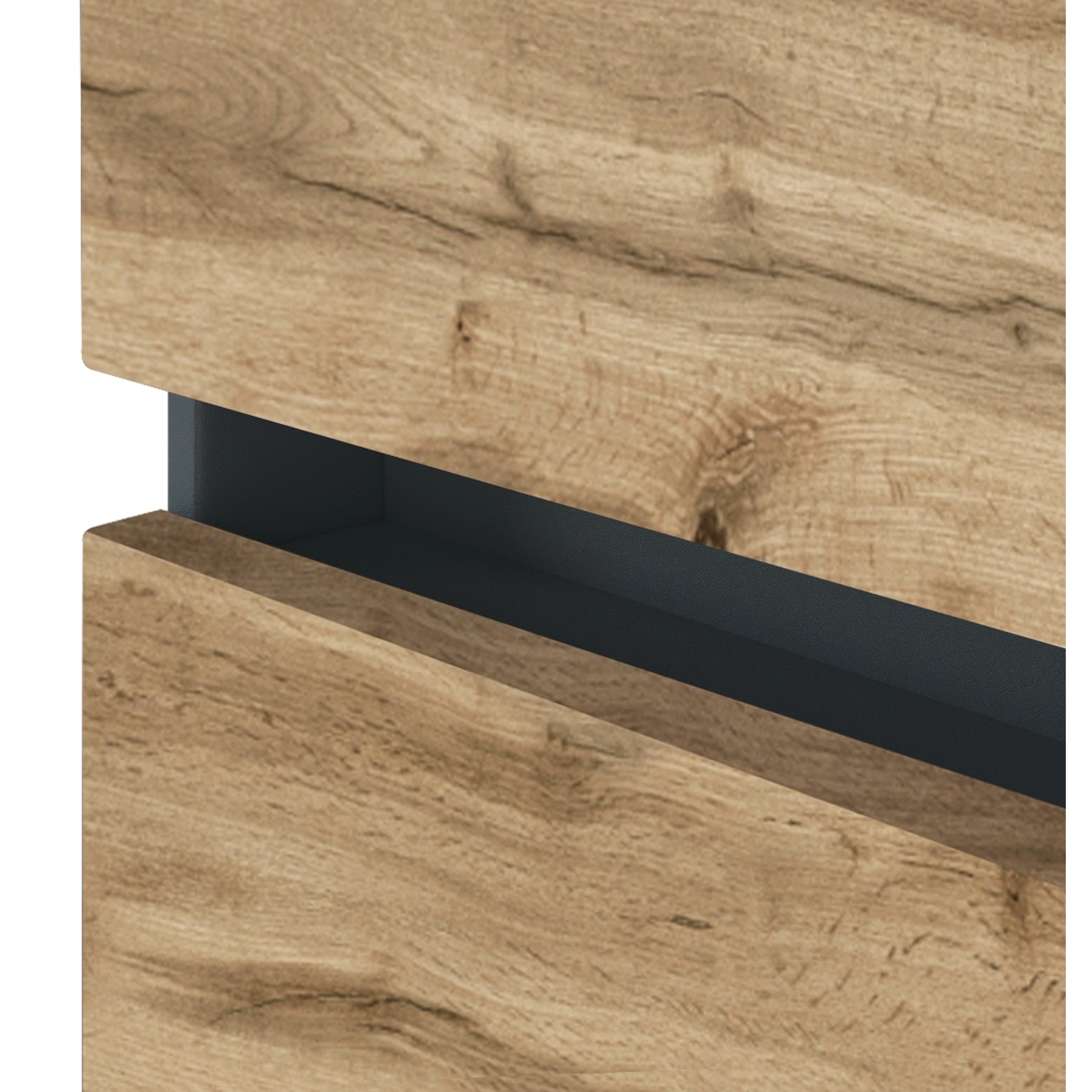 Detailaufnahme: Held Möbel Einzelwaschtisch Bari 100 cm, Eiche Natur Matt, Schubladen mit Softclose.