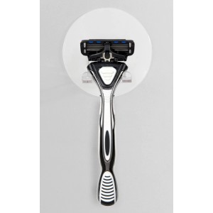 Wenko Static-Loc Wandhaken Duo mit transparentem PET-Haken und Rasierer.