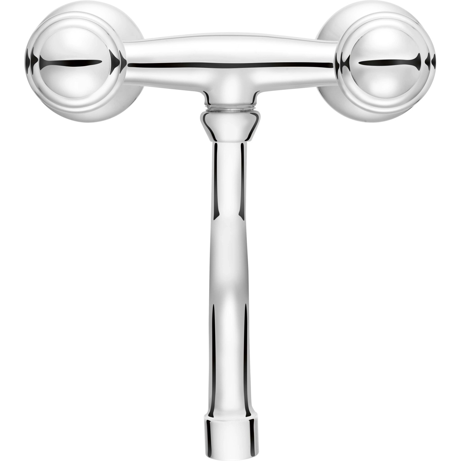 Chromfarbene baliv Küchenarmatur KI-5100, eine Zweigriffarmatur mit zwei Drehreglern.