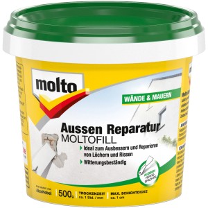 Eimer Molto Reparatur Moltofill Außen-Fertigspachtel, ideal für Wand- und Mauerreparaturen.