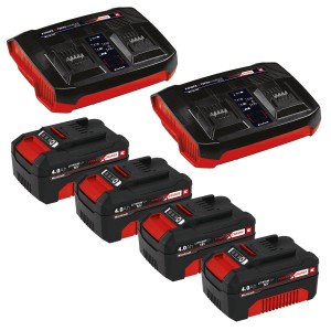 Einhell Akku-Rasenmäher GP-CM 36/47 S HW Li: 4 Akkus und 2 Ladegeräte im Set.