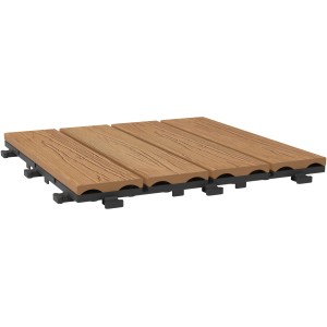 WPC Klickfliese in Braun mit Holzoptik, 30x30 cm, 6er Set für Terrasse & Balkon.