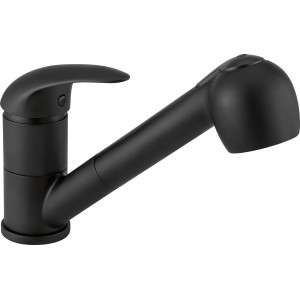 baliv Küchenarmatur mit Wasserspareinsatz & Geschirrbrause KI-1521 Schwarz Matt