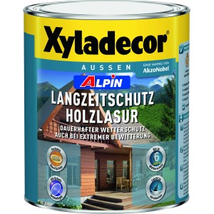 Dose Xyladecor Alpin Holzlasur Kastanie 1L für langanhaltenden Holzschutz im Außenbereich.