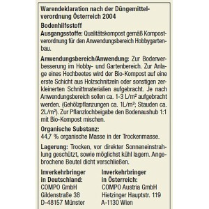 Compo Bio Gärtnerkompost Palette (39x40L) für Hochbeete & Garten, torffrei, reich an Nährstoffen.