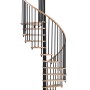Minka Spindeltreppe Spiral Wood Buche, schwarz, Ø 120 cm. Holztreppe mit Metallgeländer.