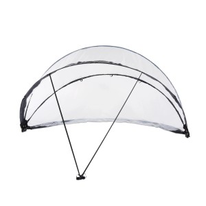 Exit Pool Abdeckung ECO Ø 460 cm: Transparente Poolüberdachung mit schwarzem Gestell.