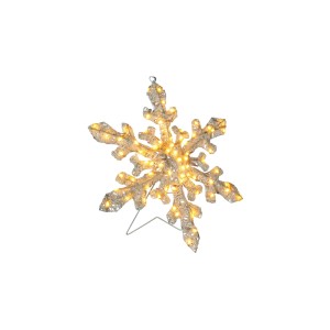 Leuchtende Deko-Schneeflocke mit 70 bernsteinfarbenen LEDs für außen. Ideal als Weihnachtsfigur.