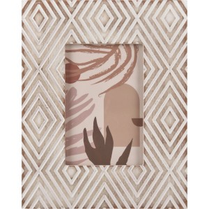 Bilderrahmen Desert Flower, MDF Natur, 10x15 cm, mit modernem Rautenmuster.