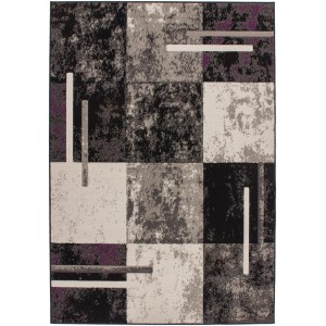 Moderner Teppich Moda in Grau-Elfenbein (190x280 cm) mit abstraktem Muster für Wohnräume.
