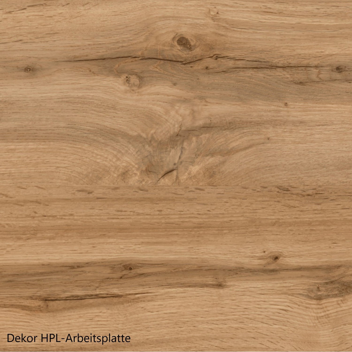 Detailaufnahme: Wotaneiche Dekor der Held Möbel Turin Vorratsschränke, Holzmaserung sichtbar.