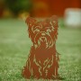 Rostbrauner Deko-Hund Bello (52 cm) aus Metall für den Garten.